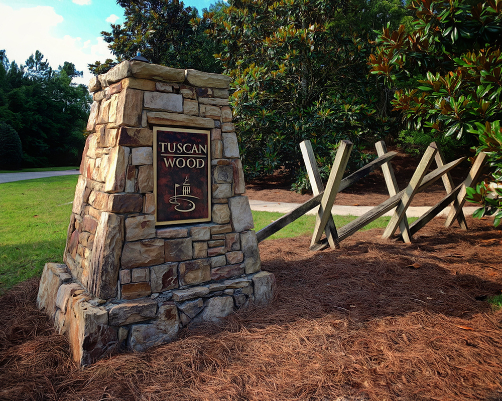 Tuscan Wood neighborhood entrance